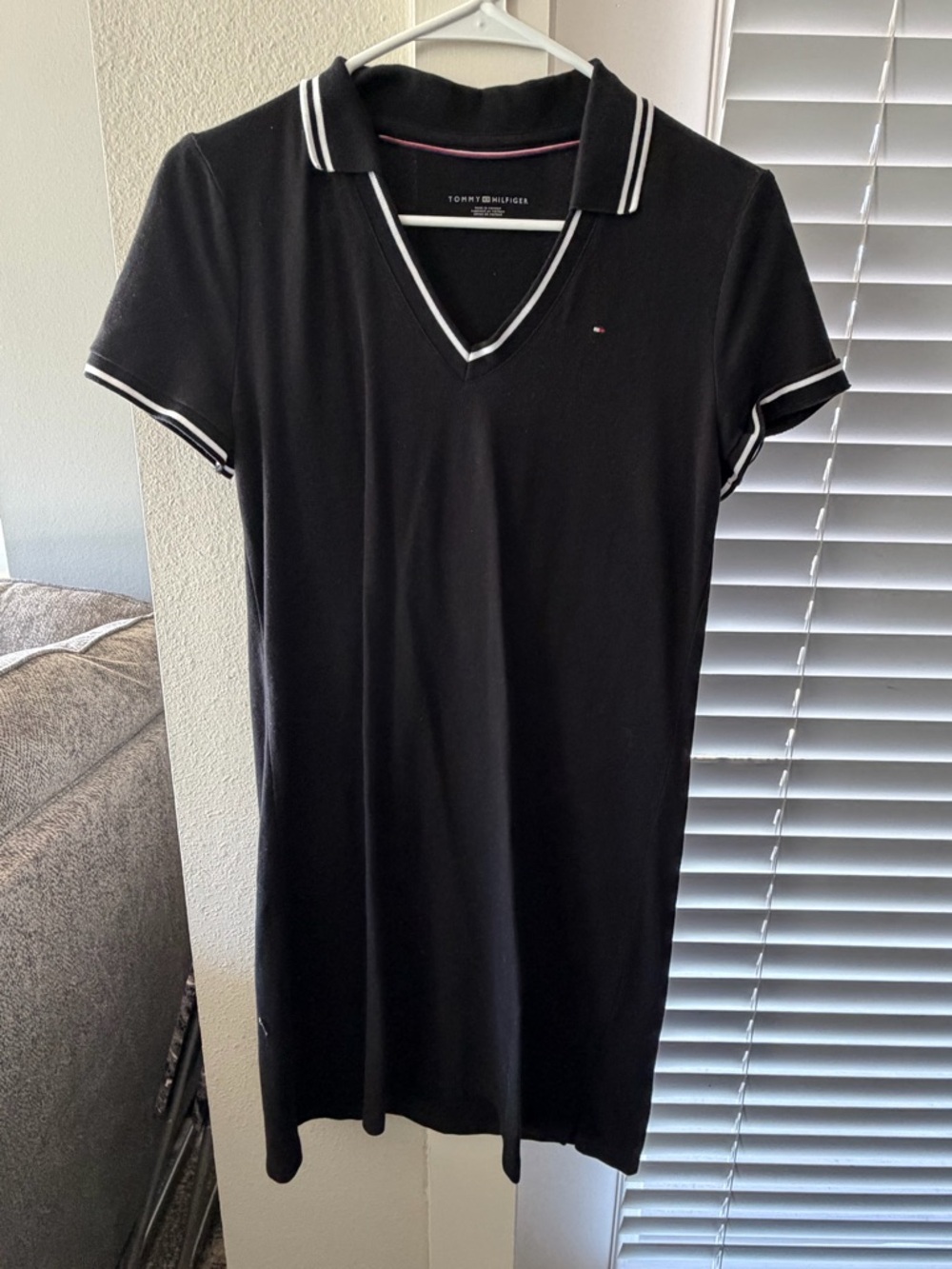 Tommy Hilfiger Black Polo-Style Dress with White Trim